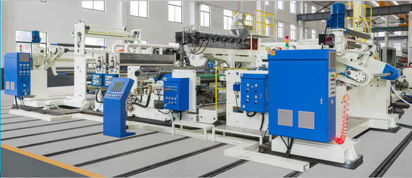 1200-1600mm High Speed PE Film Plastic Automatic Laminating Machine, enkel / dubbelzijdig wit en blauw